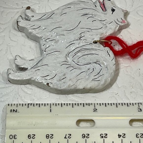 American Eskimo Dog Christmas Tree Ornament White Hand Painted 2.5"x3" - Picture 7 of 10